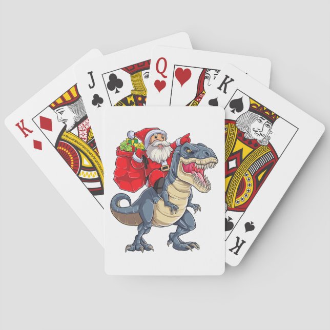 Dinosaur T rex Christmas Santa Boys Men Girls Xmas Poker Cards (Back)