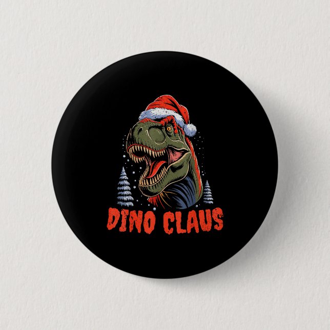 Dinosaur T-rex Christmas Tree Dino Claus Pajamas X Button (Front)