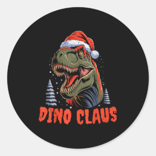 Dinosaur T-rex Christmas Tree Dino Claus Pajamas X Classic Round Sticker