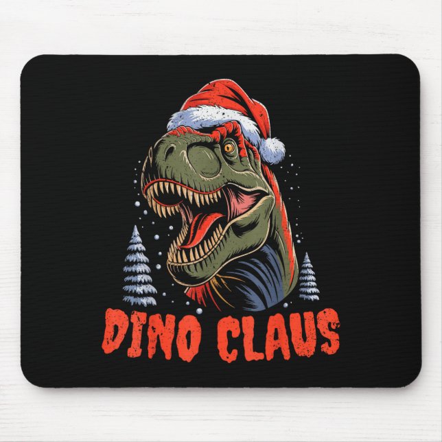 Dinosaur T-rex Christmas Tree Dino Claus Pajamas X Mouse Pad (Front)