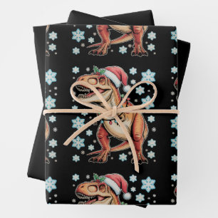 Dinosaur T Rex Christmas Xmas Holiday Season Wrapping Paper Sheets