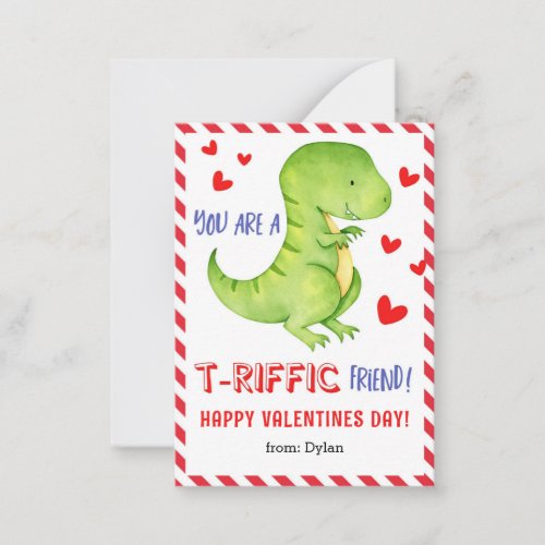 Dinosaur T_Rex Class Mini Valentine Card for Kids