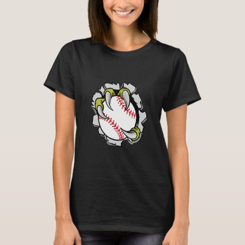 Dinosaur T_Rex Claws Holding Baseball Game Softbal T_Shirt