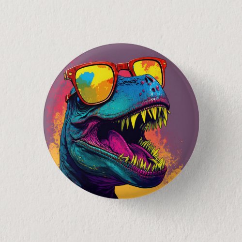 Dinosaur T Rex Colorful Fun Party Button