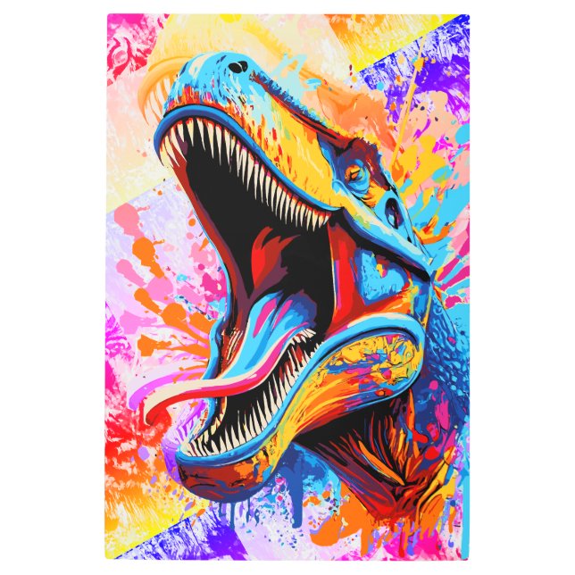 Dinosaur T-rex - Colourful Dinosaur Trex Metal Print (Front)