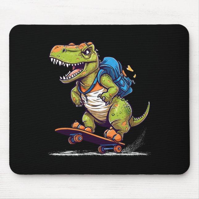 Dinosaur T Rex Cool Skateboarding Dinosaur Skater  Mouse Pad (Front)