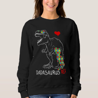 Dinosaur T Rex Dadsaurus Autism Awareness Dad Gran Sweatshirt