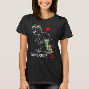 Dinosaur T Rex Dadsaurus Autism Awareness Dad Gran T-Shirt