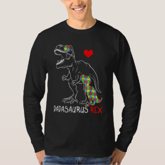 Dinosaur T Rex Dadsaurus Autism Awareness Dad Gran T-Shirt