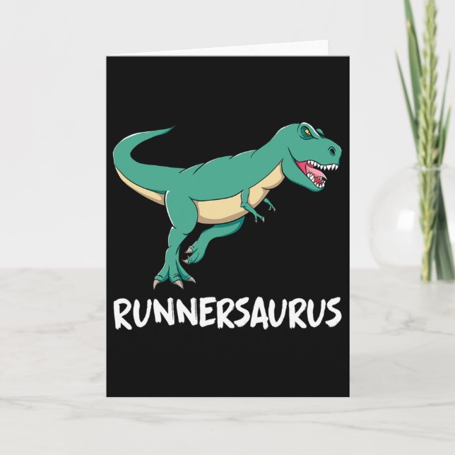Dinosaur T-rex Dino Funny Exercise Cardio Running  Card (Front)