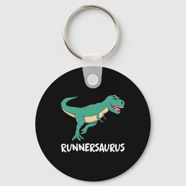 Dinosaur T-rex Dino Funny Exercise Cardio Running  Keychain (Front)