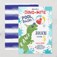 Dinosaur T-Rex Dino Mite Pool Bash Boy Blue Party