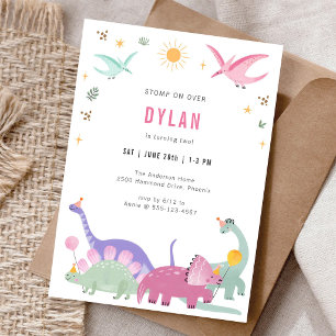 Dinosaur T-Rex Dino Party Kids Birthday Invitation