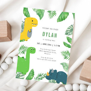 Dinosaur T-Rex Dino Party Kids Birthday Invitation