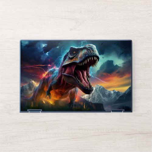 Dinosaur T_Rex Dino Stormy Mountains HP Laptop Skin