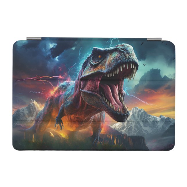 Dinosaur T-Rex Dino Stormy Mountains iPad Mini Cover (Horizontal)