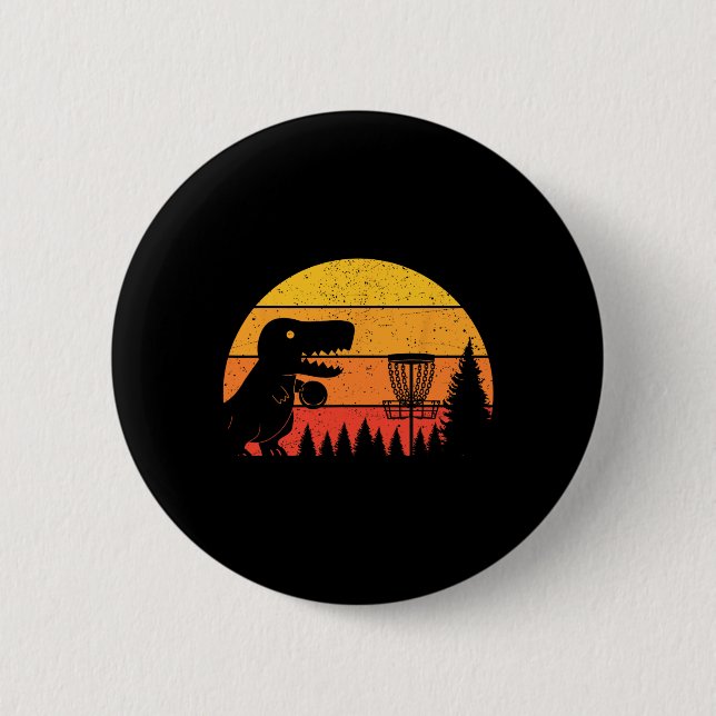 Dinosaur T-rex Disc Golf Player Sports Lovers  Button (Front)
