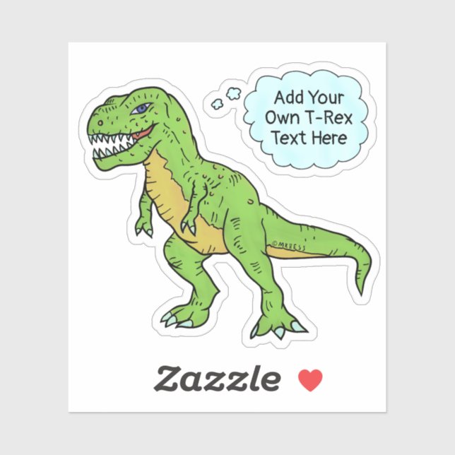 Dinosaur T Rex Doodle Custom Speech Bubble Quote Sticker (Sheet)