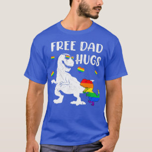 Dinosaur T-rex Free Dad Hugs Wearing Glasses Day T-Shirt