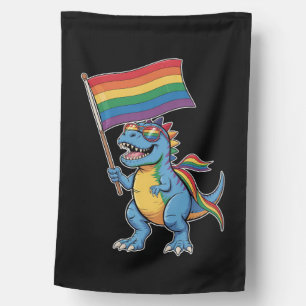 Dinosaur T Rex Gay Pride LGBTQ Ally Rainbow Flag