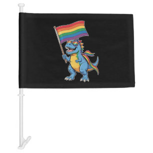 Dinosaur T Rex Gay Pride LGBTQ Ally Rainbow Flag