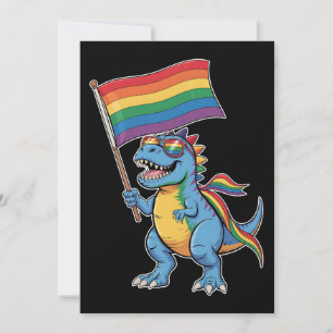 Dinosaur T Rex Gay Pride LGBTQ Ally Rainbow Flag Invitation