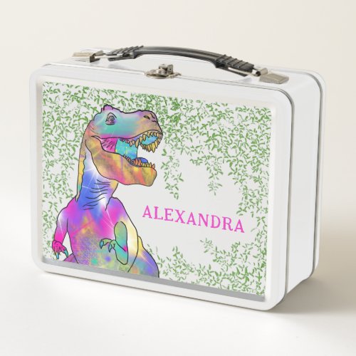 Dinosaur T Rex Girls Name School Metal Lunch Box