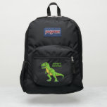 Dinosaur T Rex Green Doodle Personalized Name Jansport Backpack at Zazzle