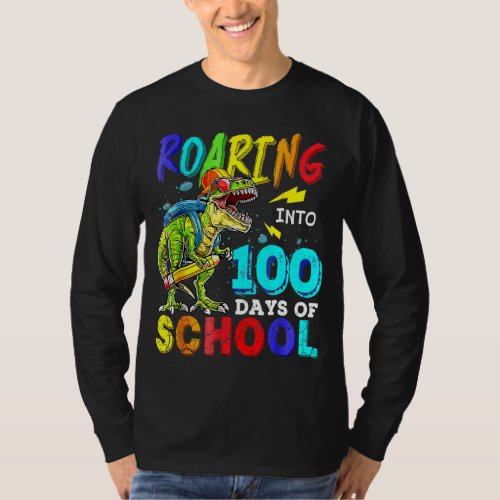 Dinosaur T Rex Happy 100th Day Of School Dino Kids T_Shirt