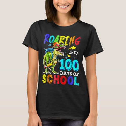 Dinosaur T Rex Happy 100th Day Of School Dino Kids T_Shirt