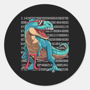 Dinosaur T Rex Happy Pi Day Funny Math Nerd Gift P Classic Round Sticker