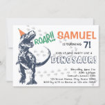 Dinosaur T-Rex in Party Hat Birthday Party Invitation