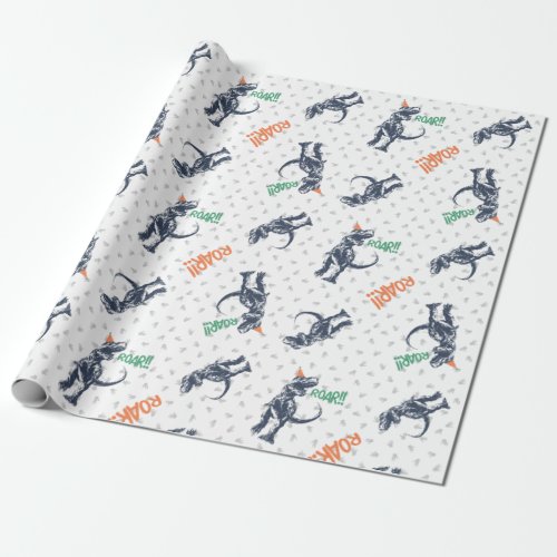 Dinosaur T_Rex in Party Hat Birthday Party Wrapping Paper