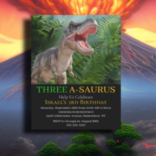 Dinosaur T Rex jungle Jurassic World  Invitation