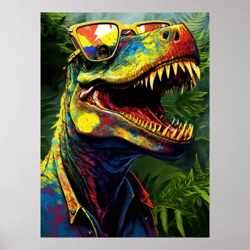 Dinosaur  T Rex Jungle Modern  Kids Poster