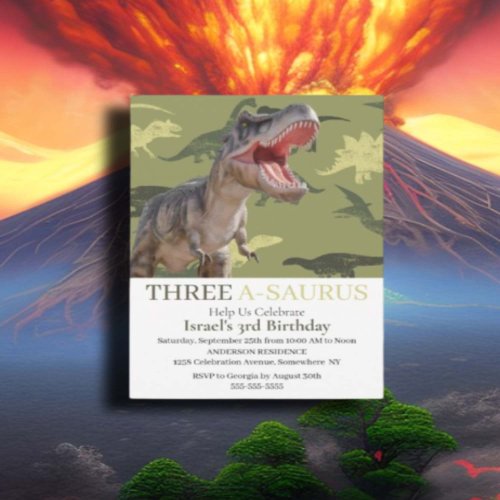 Dinosaur T Rex Jurassic World Pattern Kids  Invitation