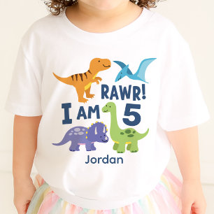 Dinosaur T-Rex Kid 5th Birthday Rawr Personalized Baby T-Shirt