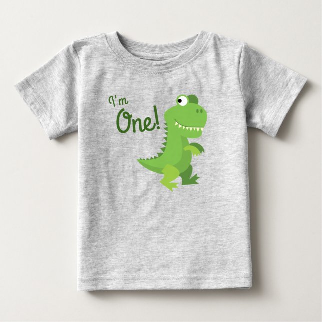 Dinosaur T-rex Kids 1st Birthday Dino Party Baby T-Shirt (Front)