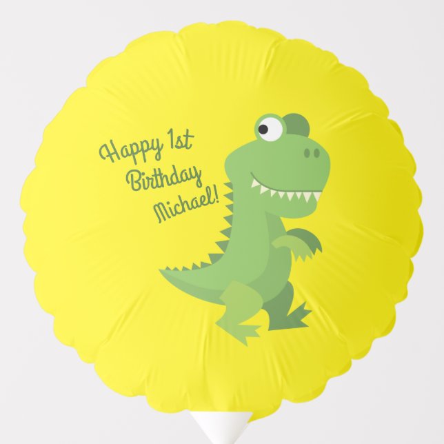 Dinosaur T-rex Kids 1st Birthday Dino Party Balloon (Front)
