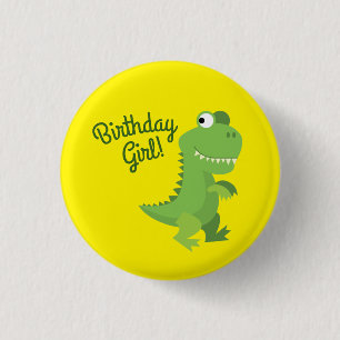 Dinosaur T-rex Kids 1st Birthday Dino Party Button