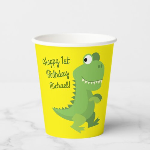 Dinosaur T_rex Kids 1st Birthday Dino Party Paper Cups
