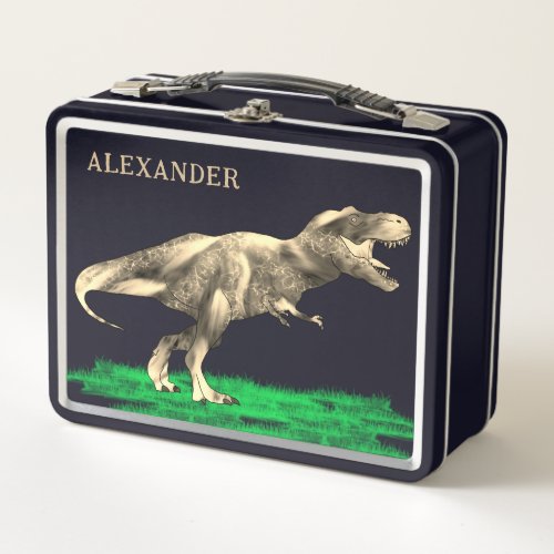 Dinosaur T Rex Kids Name Metal Lunch Box