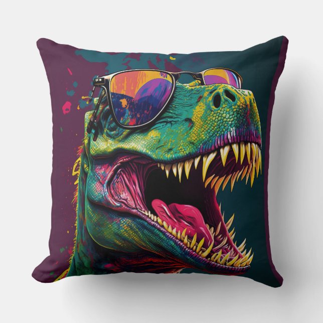 Dinosaur T Rex kids Throw Pillow (Front)