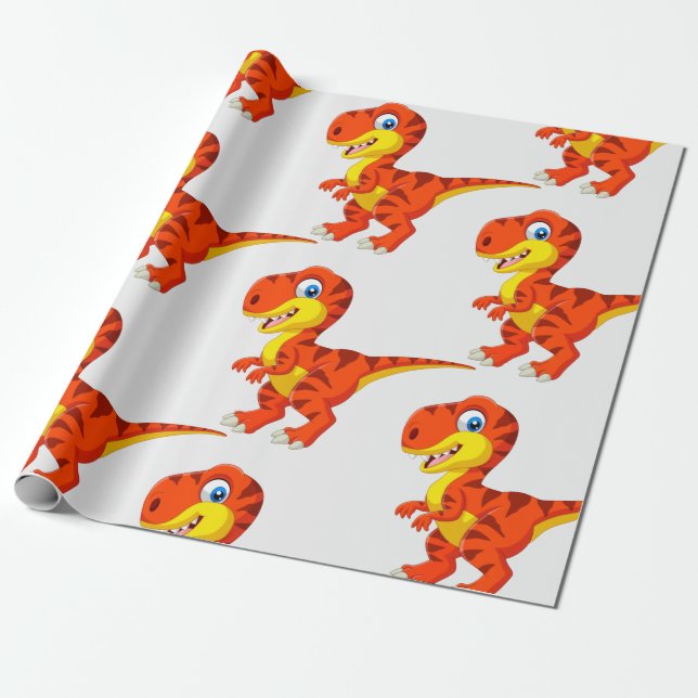 Dinosaur T Rex Kids Wrapping Paper (Unrolled)