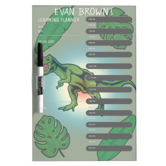 Dinosaur T-Rex Learning Planner School Schedule Dry Erase Board