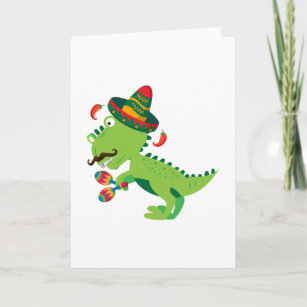 Dinosaur T-Rex Mexican Cinco De Mayo Kids Boys Card