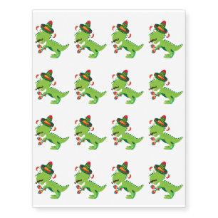 Dinosaur T-Rex Mexican Cinco De Mayo Kids Boys Temporary Tattoos