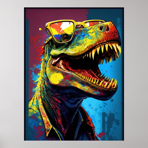 Dinosaur  T Rex Modern World Kids Poster