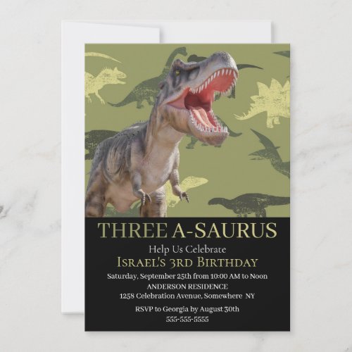 Dinosaur T Rex Pattern Jurassic World  Invitation