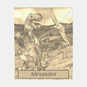 Dinosaur T Rex Personalized kids  Fleece Blanket